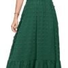Connecteri  Womens 2024 Puff Short Sleeve Square Neck Swiss Dot Smocked Waist Ruffle Hem Tiered Long Dress