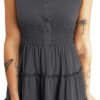 Connecteri  Womens Summer Dresses 2024 Sleeveless Button Down Smocked Elastic Waist Ruffle Tiered Casual Swing Mini Dress