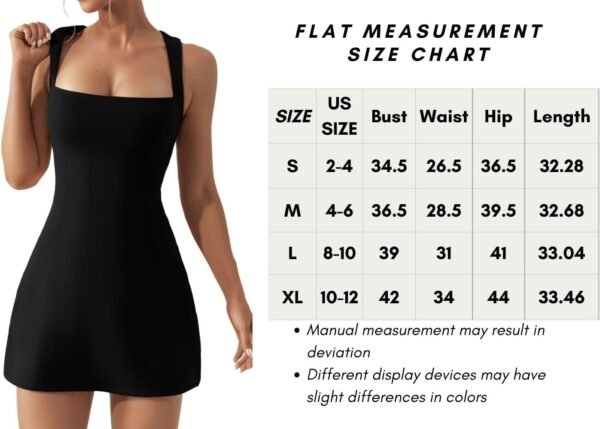 Connecteri  Women's Square Neck Bodice Dress Sleeveless Tank Top Stretch Flare Mini Dresses