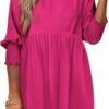 Connecteri  Womens Summer Tunic Dress Casual Loose Short Sleeve Crew Neck Flowy Swing Mini Shift Dresses