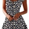 Connecteri  Women's Summer Ruffle Sleeve Sweetheart Neckline Printing Dress Mini Dress