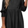 Connecteri  Womens Summer Tunic Dress Casual Loose Short Sleeve Crew Neck Flowy Swing Mini Shift Dresses