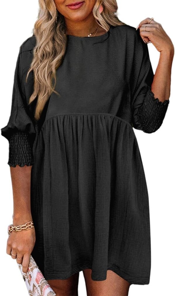 Connecteri  Womens Summer Tunic Dress Casual Loose Short Sleeve Crew Neck Flowy Swing Mini Shift Dresses
