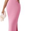 Connecteri Womens Summer Casual Square Neck Bodycon Midi Dresses 2024 Spring Sleeveless Side Slit Knit Beach Vacation Long Dress