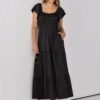 Connecteri  Women??s 2024 Summer Casual Maxi Dress Flutter Sleeve Scoop Neck Smocked Tiered A Line Flowy Beach Long Sun Dresses