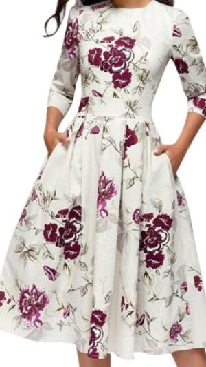 Women's Dress Elegant Midi Evening Dress 3/4 Sleeves