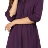 Connecteri  K Women's Autumn Wedding Guest Dresses Ruffle Hem 3/4 Sleeve A-Line Smocked Short Chiffon Dress