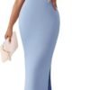 Connecteri Womens Summer Casual Square Neck Bodycon Midi Dresses 2024 Spring Sleeveless Side Slit Knit Beach Vacation Long Dress