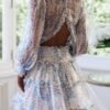 Connecteri  Womens 2024 Spring Summer Deep V Neck Ruffle Floral Flowy Mini Dress