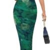 Connecteri  Women's Summer Bodycon Tie Dye Dress Sleeveless Crew Neck Mesh Cocktail Party Maxi Dresses