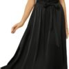 Connecteri  KARIN Women's 2024 Satin Midi Dress Summer Cap Sleeve Cowl Neck Belted Slit Elegant A-Line Flowy Dress with Pockets
