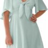 Connecteri  Womens Dresses 2024 Spring Summer Deep V Neck Elegant Bow tie Mini Dress S-XL
