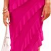 Connecteri?Womens Strapless Tube Asymmetrical Ruffle Maxi Bodycon Dress