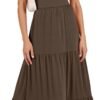Connecteri  Women's Summer Casual Long Maxi Beach Vacation Dresses Sleeveless Square Neck Flowy Tiered Sun Dress with Pockets