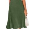 Connecteri  Women's V Neck Ribbed Knit Midi Dress Short Sleeve Button Elegant Bodycon Sweater Dresses
