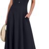 Connecteri  Women Summer Casual Sleeveless Maxi Sundress Button Fit & Flare A-Line Flowy Long Dresses 2024 Beach Outfits