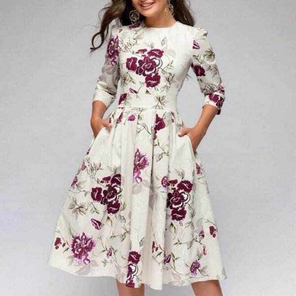 Women's Dress Elegant Midi Evening Dress 3/4 Sleeves