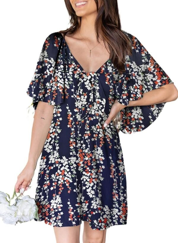 Connecteri  Womens Dresses 2024 Spring Summer Deep V Neck Elegant Bow tie Mini Dress S-XL