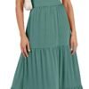 Connecteri  Women's Summer Casual Long Maxi Beach Vacation Dresses Sleeveless Square Neck Flowy Tiered Sun Dress with Pockets