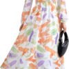 Connecteri  Women's 2024 Fall Boho Maxi Dress Casual Long Sleeve V Neck Printed Beach Long Flowy Dresses