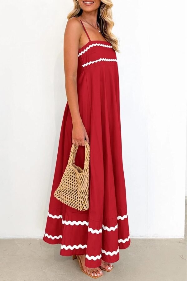 Connecteri  Womens 2024 Summer Flowy Maxi Dress Casual Sleeveless Spaghetti Strap Ruffle Beach Long Dresses