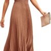 Connecteri?Womens Midi Summer V Neck Swiss Dot Ruffle Sleeveless A Line Beach Sun Dress
