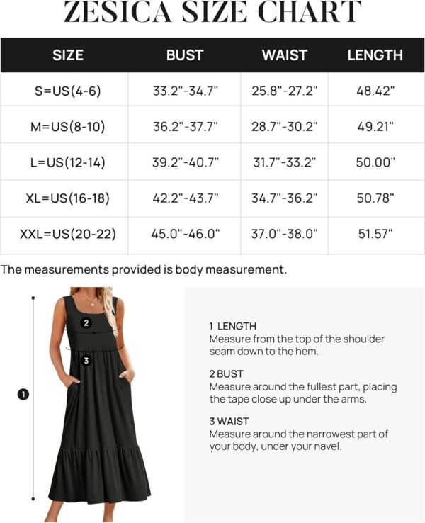 Connecteri Women's 2024 Summer Sleeveless Dress Square Neck Pleated Swing Casual Maxi Dresses with Pockets