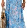 Connecteri  Womens Loose Fit Casual Summer V Neck Half Sleeve Bohemian Geometric Pattern Maxi Long Dresses