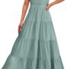 Connecteri  Womens Cap Sleeve V Neck Smocked Beach Sundress