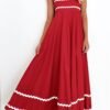 Connecteri  Womens 2024 Summer Flowy Maxi Dress Casual Sleeveless Spaghetti Strap Ruffle Beach Long Dresses