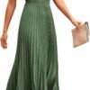 Connecteri?Womens Midi Summer V Neck Swiss Dot Ruffle Sleeveless A Line Beach Sun Dress