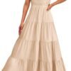 Connecteri  Womens Cap Sleeve V Neck Smocked Beach Sundress