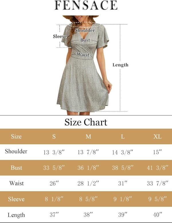 Connecteri  Womens Sundress Summer Floral Short Sleeve Wrap V Neck A-Line Midi Dress