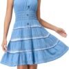 Connecteri  Women's Maxi Dress Sleeveless Denim Long Summer A-line Casual Blue Cotton Boho Flowy Sundresses for Women