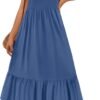Connecteri Women's 2024 Summer Sleeveless Dress Square Neck Pleated Swing Casual Maxi Dresses with Pockets