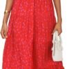Connecteri  Womens Cap Sleeve V Neck Smocked Beach Sundress