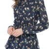 Connecteri  K Women's Ruffled Floral Smocked Waist Layered Tiered Chiffon Dress
