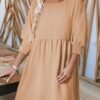 Connecteri  Womens Summer Tunic Dress Casual Loose Short Sleeve Crew Neck Flowy Swing Mini Shift Dresses