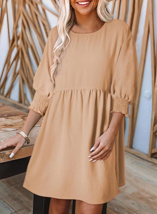 Connecteri  Womens Summer Tunic Dress Casual Loose Short Sleeve Crew Neck Flowy Swing Mini Shift Dresses