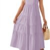 Connecteri Women's 2024 Summer Sleeveless Dress Casual Backless Loose Flowy Tiered Sundress Beach Cover up Tank Dresses