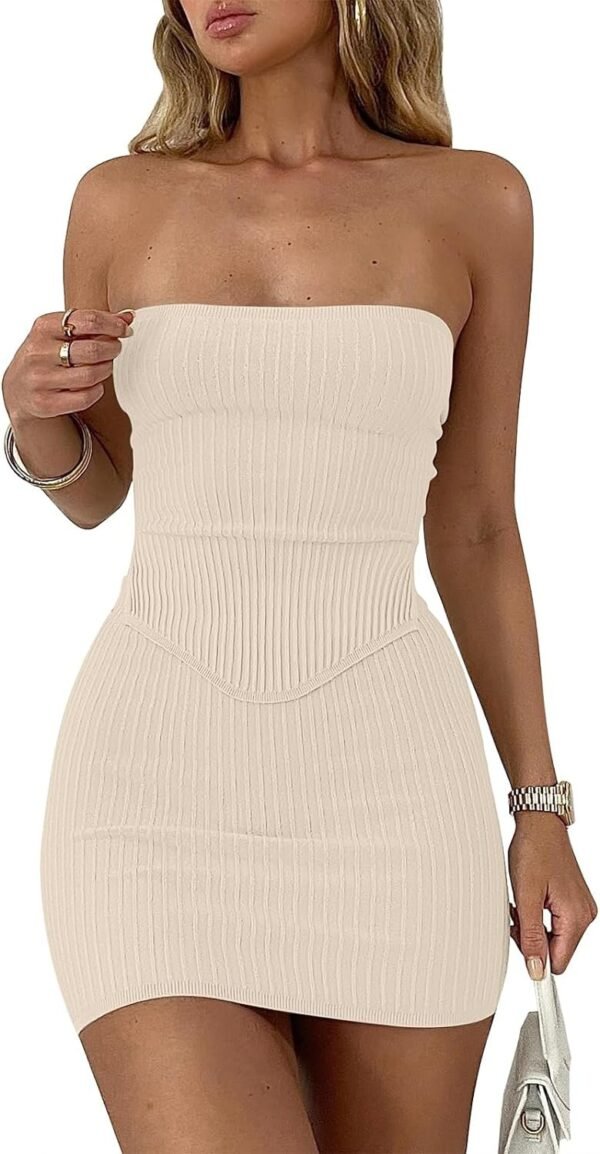 Connecteri  Womens Sexy Skirt Sets Summer Two Piece Outfits Going Out Strapless Bandeau Crop Tops Matching Mini Club Dress 2024