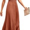 Connecteri?Womens Midi Summer V Neck Swiss Dot Ruffle Sleeveless A Line Beach Sun Dress