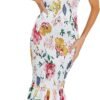 Connecteri Womens Sleeveless Strappy Ruffle Hem Smocked Bodycon Dress