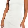 Connecteri  Women's Summer Sleeveless Boat Neck Mini Dress Slim Fit Party Club Bodycon Dresses