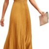 Connecteri?Womens Midi Summer V Neck Swiss Dot Ruffle Sleeveless A Line Beach Sun Dress