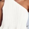 Connecteri Women's 2024 Summer Sleeveless Mini Dress Boho One Shoulder Ruffle Tiered Layered Chiffon Flowy A Line Dresses