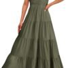 Connecteri  Womens Cap Sleeve V Neck Smocked Beach Sundress