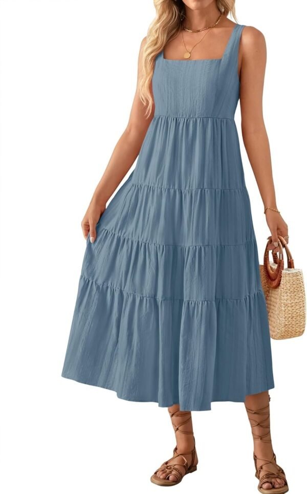 Connecteri Women's 2024 Summer Sleeveless Dress Casual Backless Loose Flowy Tiered Sundress Beach Cover up Tank Dresses