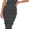 Connecteri  Womens Floral Summer One Shoulder Strappy Tiered Ruffle Midi Bodycon Dresses