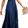 Connecteri?Womens Midi Summer V Neck Swiss Dot Ruffle Sleeveless A Line Beach Sun Dress